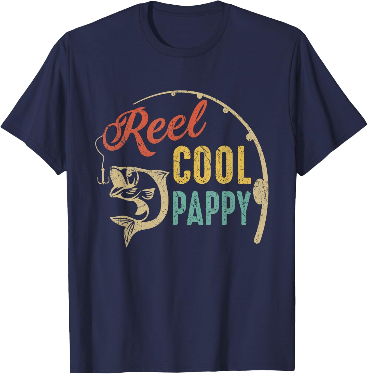 Fathers Day Shirt Vintage Fishing Reel Cool Pappy T-Shirt - T-Shirt | Navy