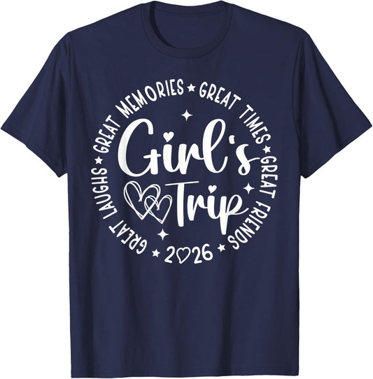 Girls Trip 2026 Besties Weekend Summer Vacation Matching T-Shirt - T-Shirt | Navy