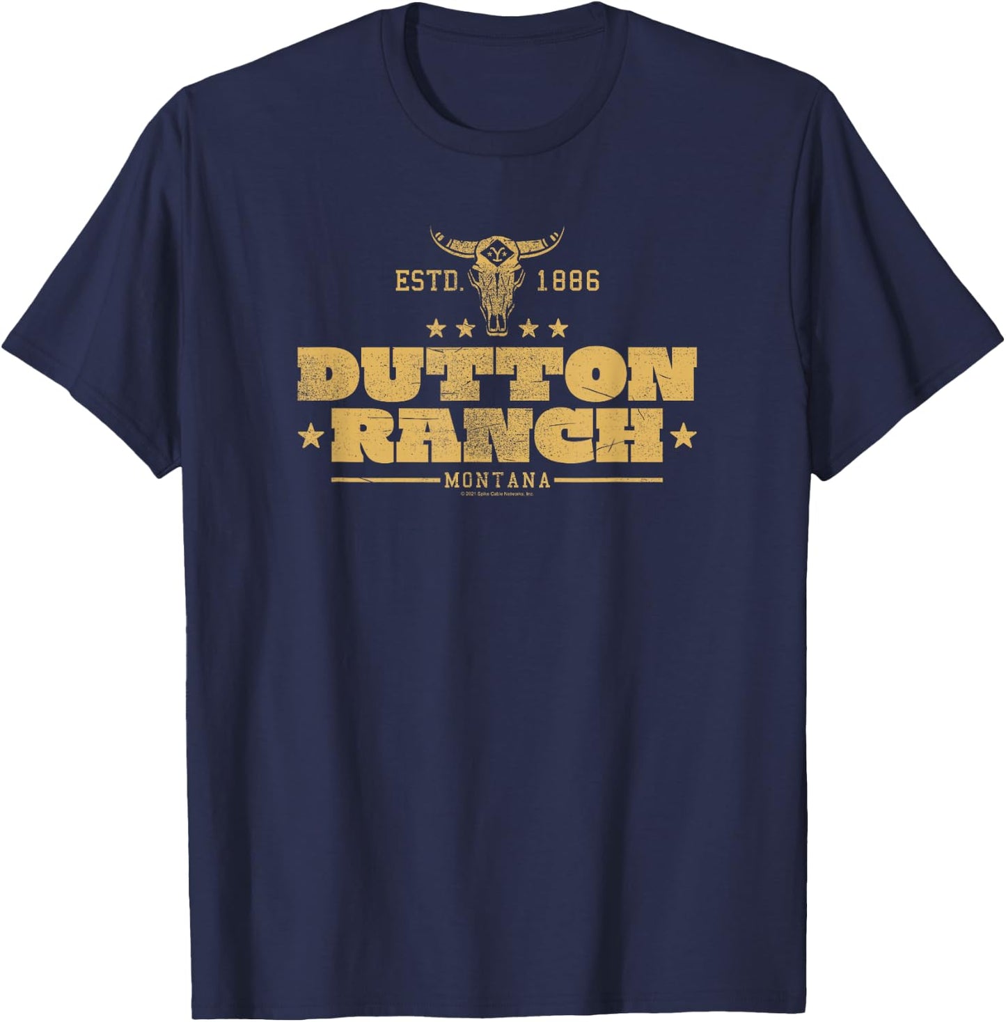 Yellowstone Dutton Ranch Montana Est. 1886 Center Gold Logo T-Shirt - T-Shirt | Navy