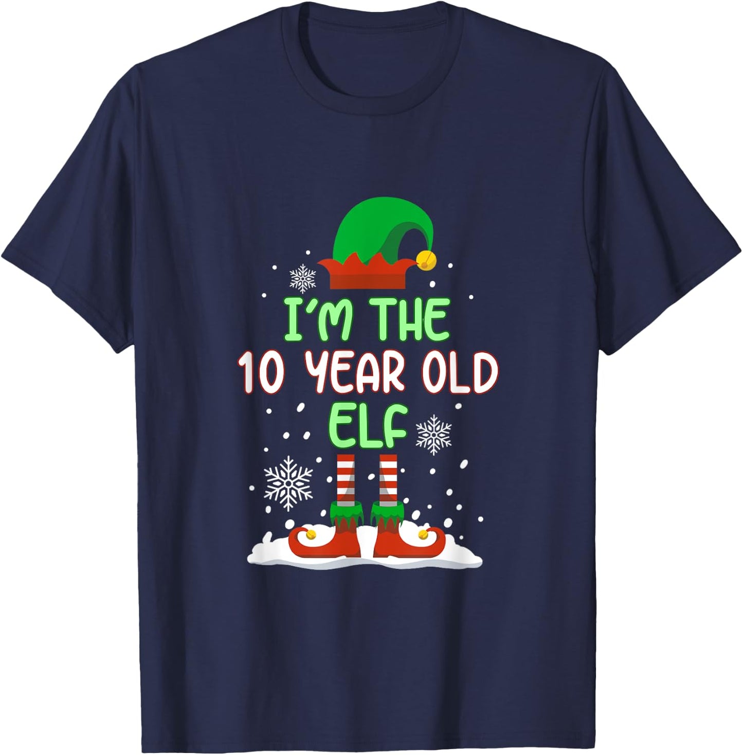 The 10 Year Old Elf Family Matching Christmas Pajama Kids T-Shirt - T-Shirt | Navy