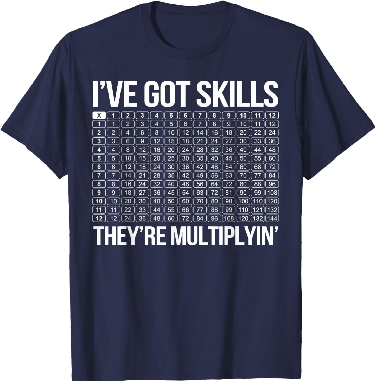 Math Teacher I've Got Skills They're Multiplying Men Women T-Shirt - T-Shirt | Navy