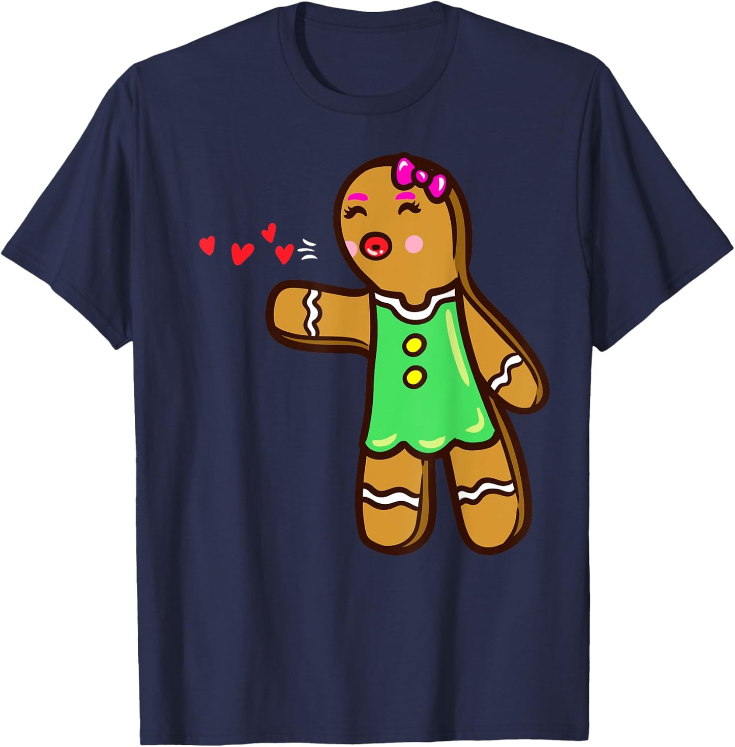Gingerbread Cookie Matching Couple Christmas T-Shirt - T-Shirt | Navy