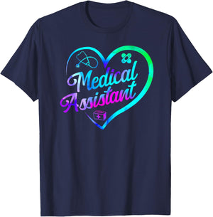 Certified Medical Assistant Watercolor Heart CMA T-Shirt - T-Shirt | Navy