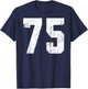 Vintage Number 75 White Plain Number T-Shirt - T-Shirt | Navy