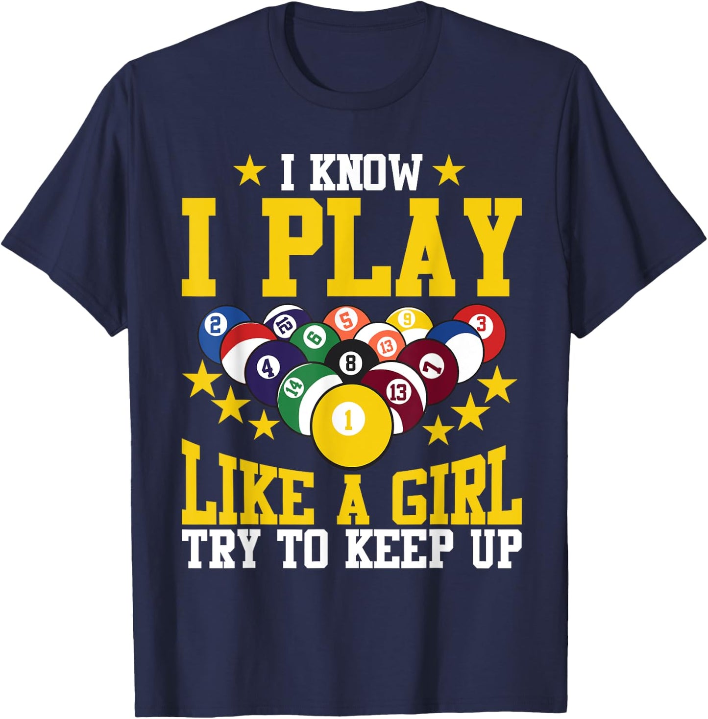 Funny Billiards Design For Girl Women Billiards Pool Player T-Shirt - T-Shirt | Navy