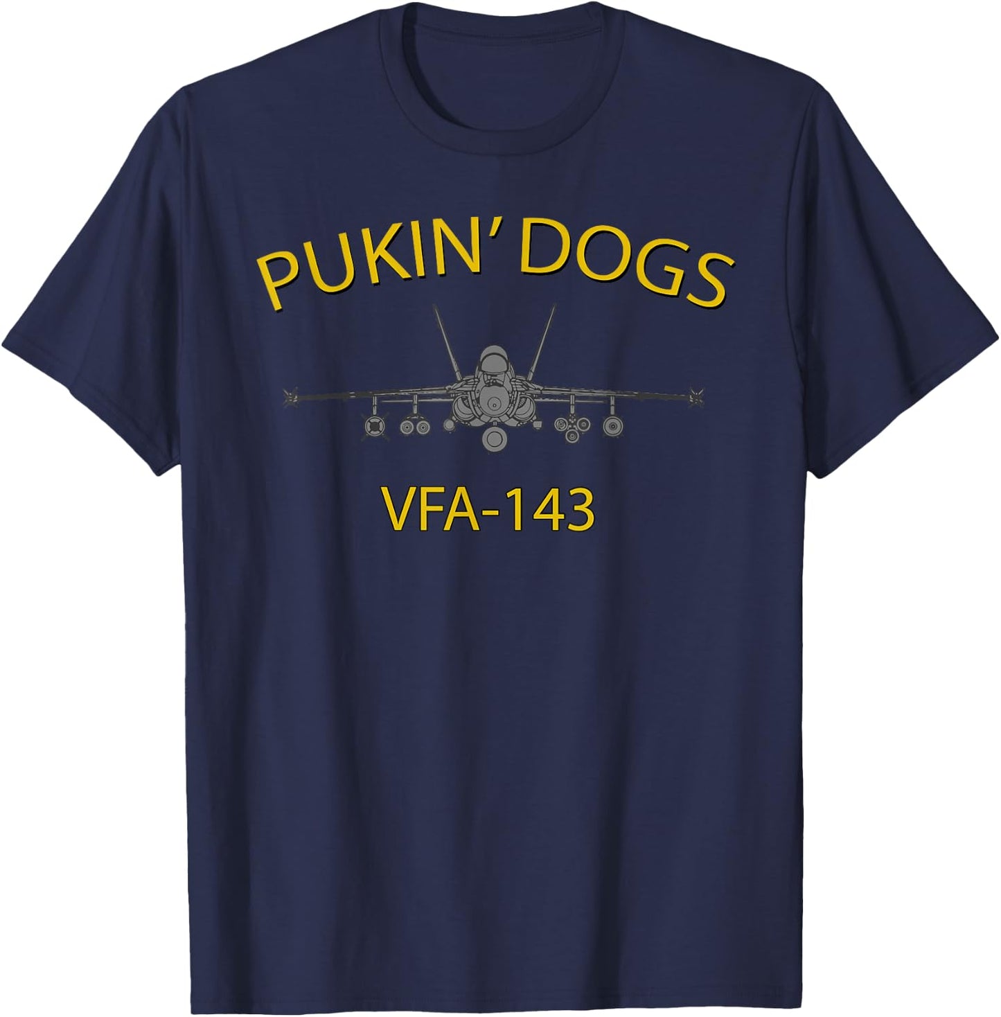 VFA-143 "Pukin' Dogs" Squadron F-18 Super Hornet T-Shirt - T-Shirt | Navy