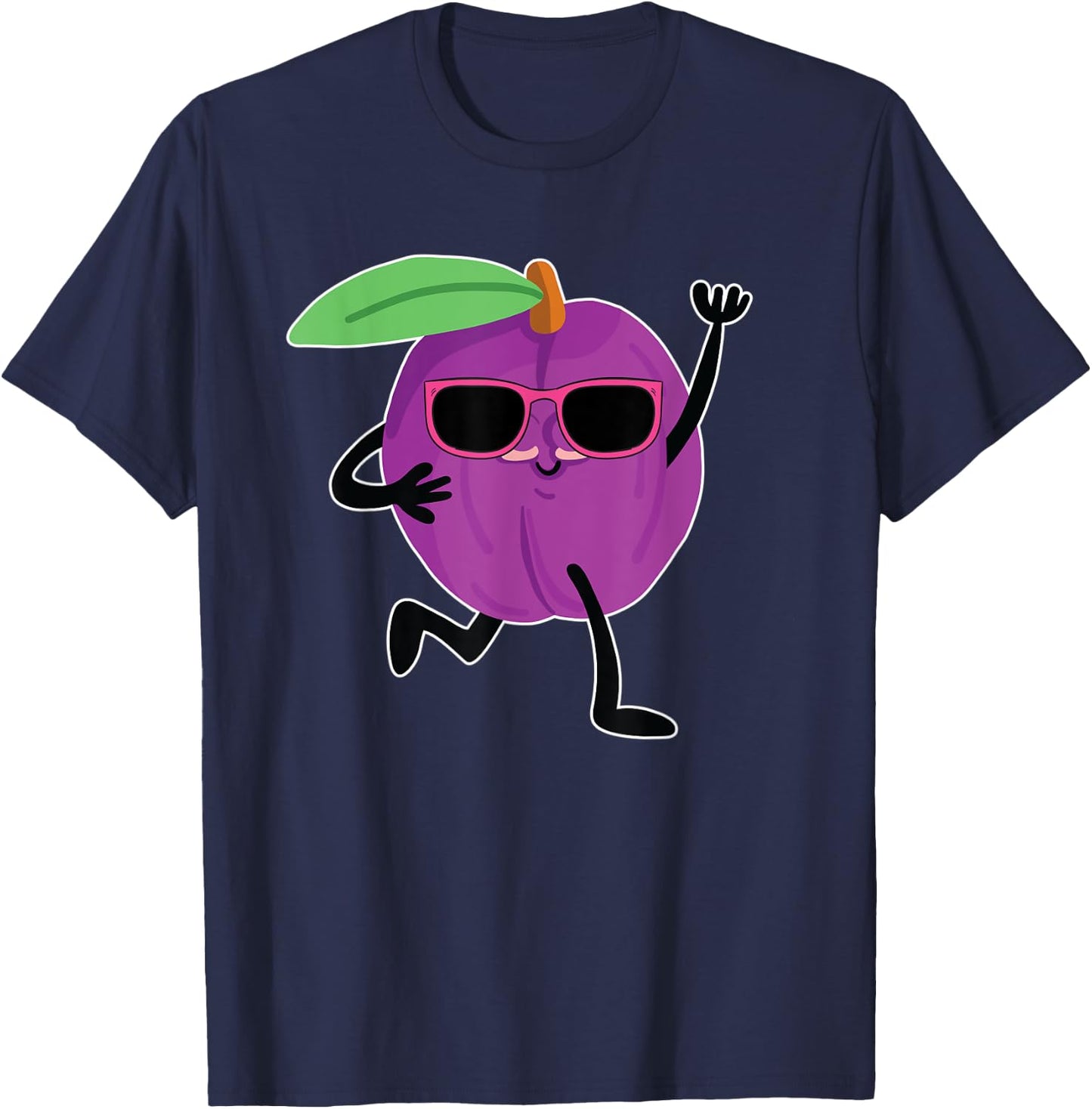Funny Plum With Sunglasses Cool Plum Fruits T-Shirt - T-Shirt | Navy
