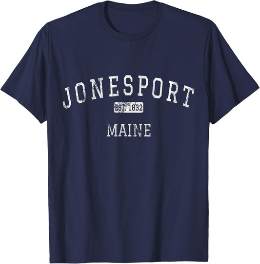Jonesport Maine ME Vintage T-Shirt - T-Shirt | Navy