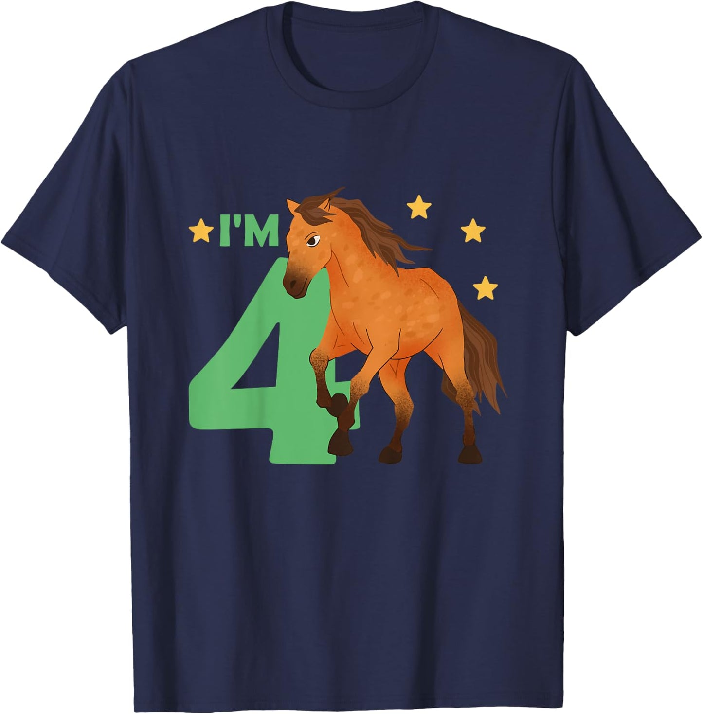 Children 4th Birthday Horse Four Years Old Female Rider T-Shirt - T-Shirt | Navy