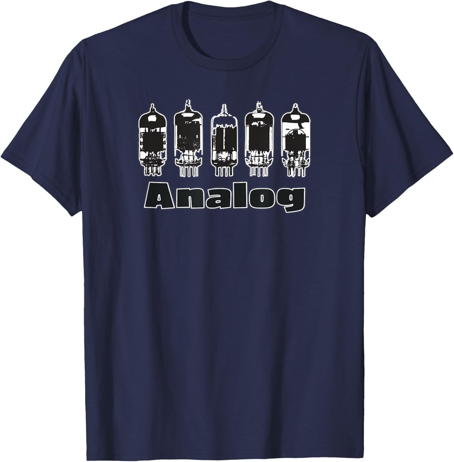 Retro Aesthetic Analog Vacuum Tubes Audio Design T-Shirt - T-Shirt | Navy
