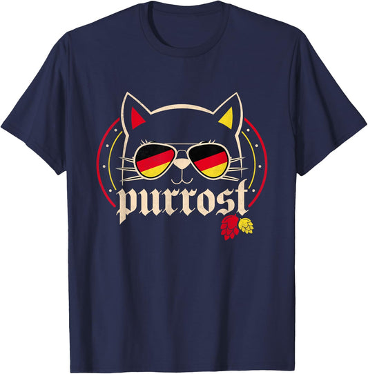 Purrost Cat German Beer Oktoberfest T-Shirt - T-Shirt | Navy