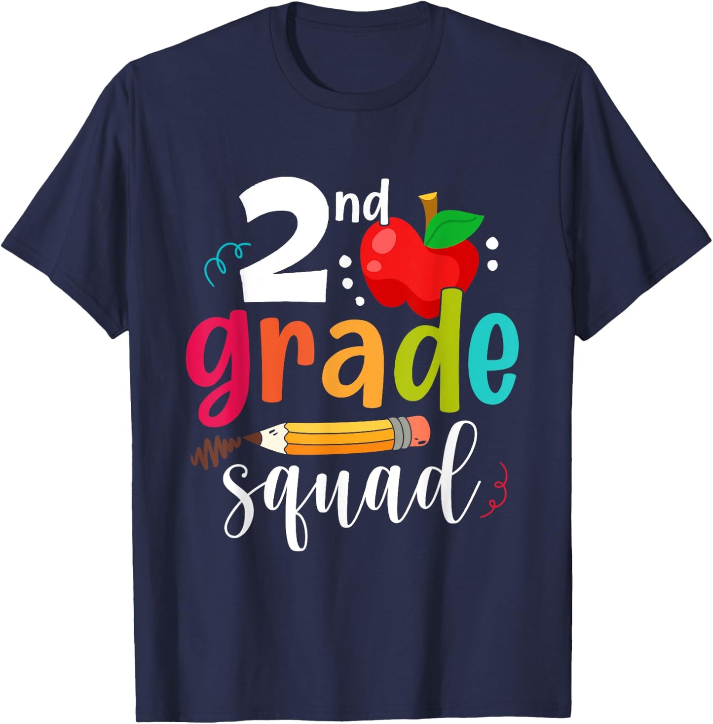 Second Grade Squad Funny Back To School 2nd Graders Teachers T-Shirt - T-Shirt | Navy