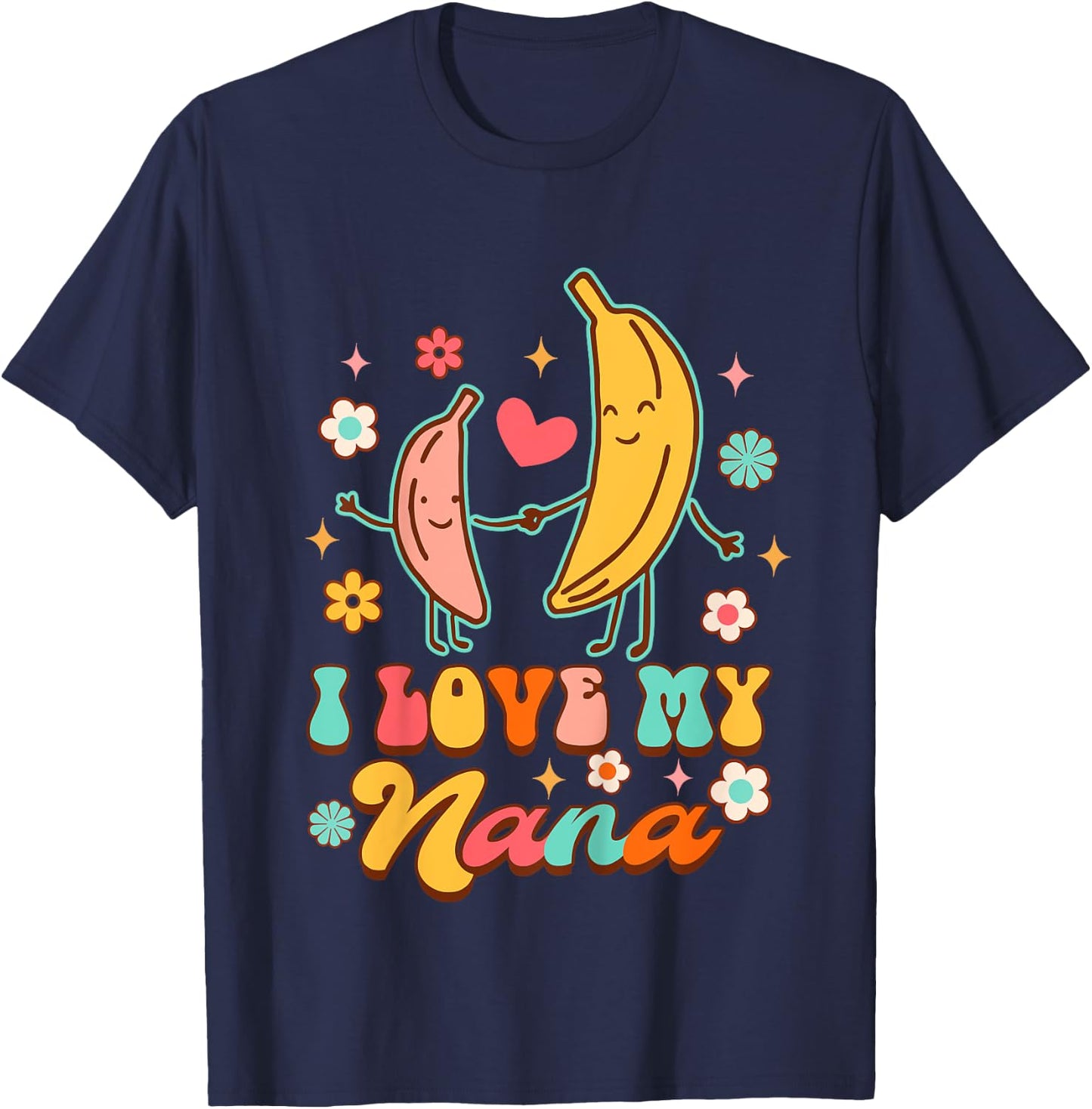Cute Banana Baby Shower Grandma Nana Mimi I Love My Nana T-Shirt - T-Shirt | Navy