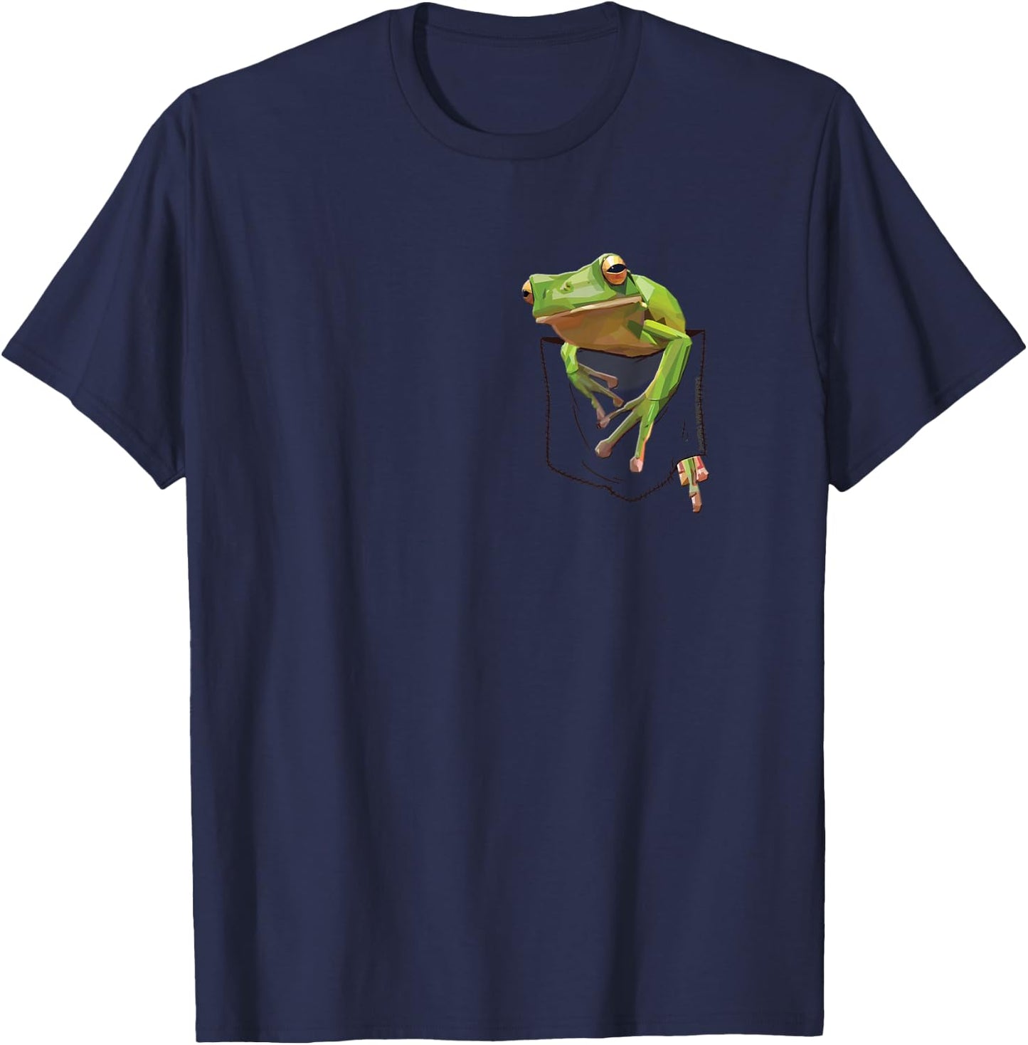 Fun Frog in a Pocket Goblincore Design - Frog Lovers Small T-Shirt - T-Shirt | Navy