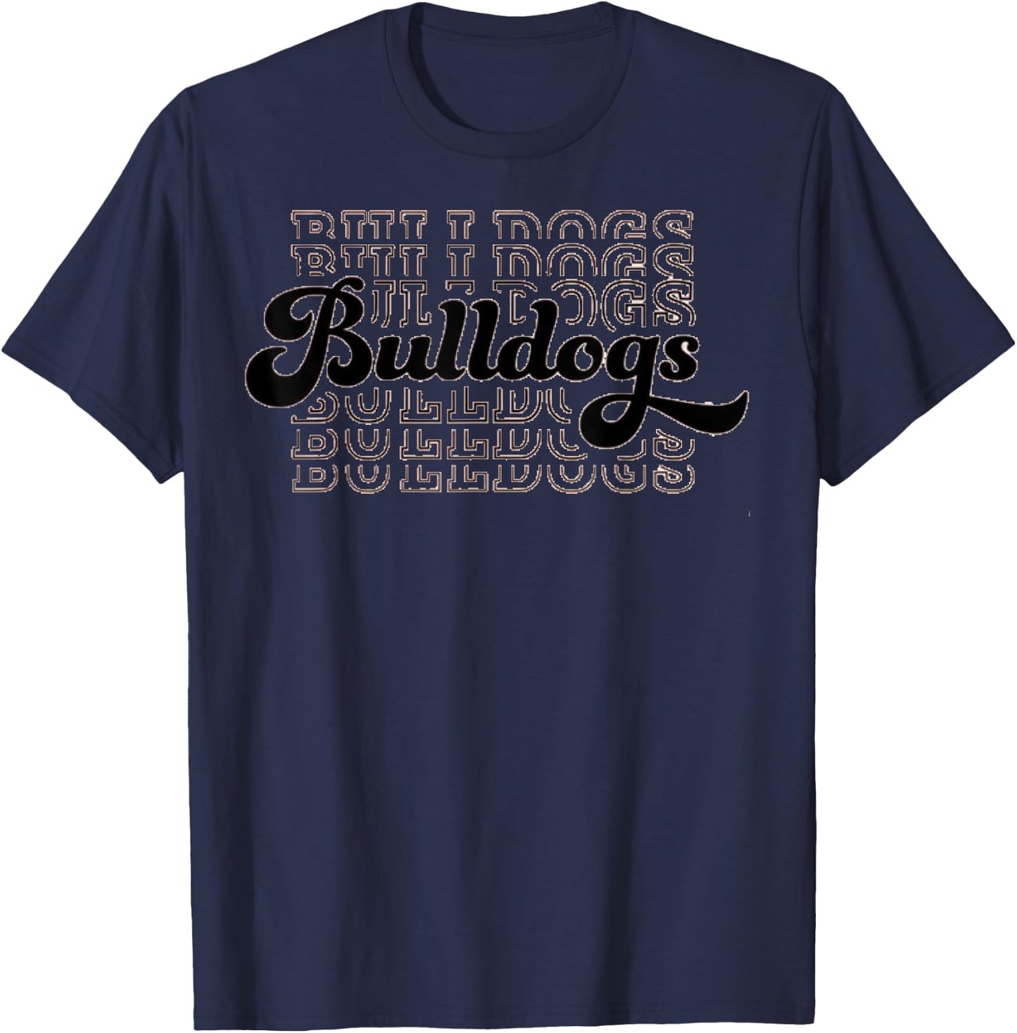 Vintage Bulldogs Team Mascot High School Sports College T-Shirt - T-Shirt | Navy