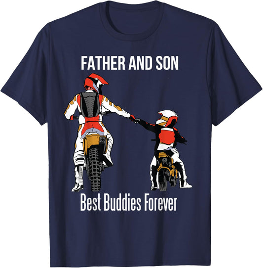 Father & Son Motocross Enduro Dirt Bike Motorcycle Gift T-Shirt - T-Shirt | Navy