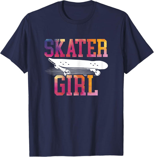 Skater Girl Design Skateboard Skateboarding Skate Vintage T-Shirt - T-Shirt | Navy