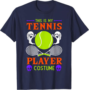 Halloween Tennis Player Sport Spooky Ghost Costume T-Shirt - T-Shirt | Navy