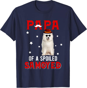 Papa Of A Spoiled Samoyed Happy Father's Day Dog Lover Men Women Kids T-Shirt - T-Shirt | Navy