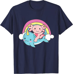 Narwhal Cute Axolotl Ocean Unicorn Kawaii Narwhals T-Shirt - T-Shirt | Navy