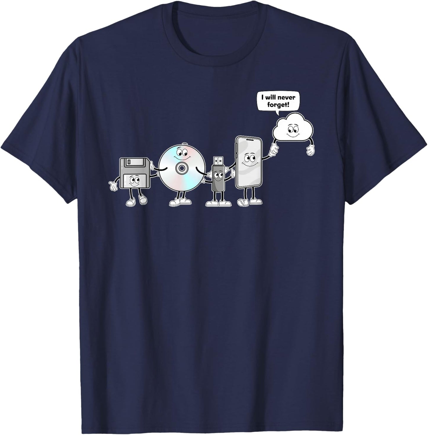 From Floppy to Cloud - The Evolution of Storage Media T-Shirt - T-Shirt | Navy