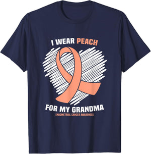 I Wear Peach For My Grandma Endometrial Cancer Awareness T-Shirt - T-Shirt | Navy