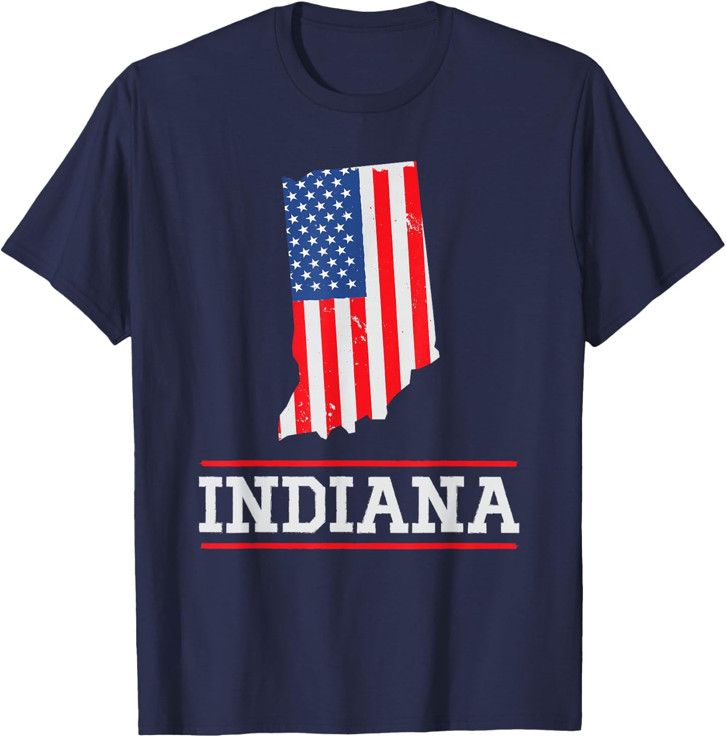 Indiana US Flag - US State Silhouette Indiana Souvenir T-Shirt - T-Shirt | Navy