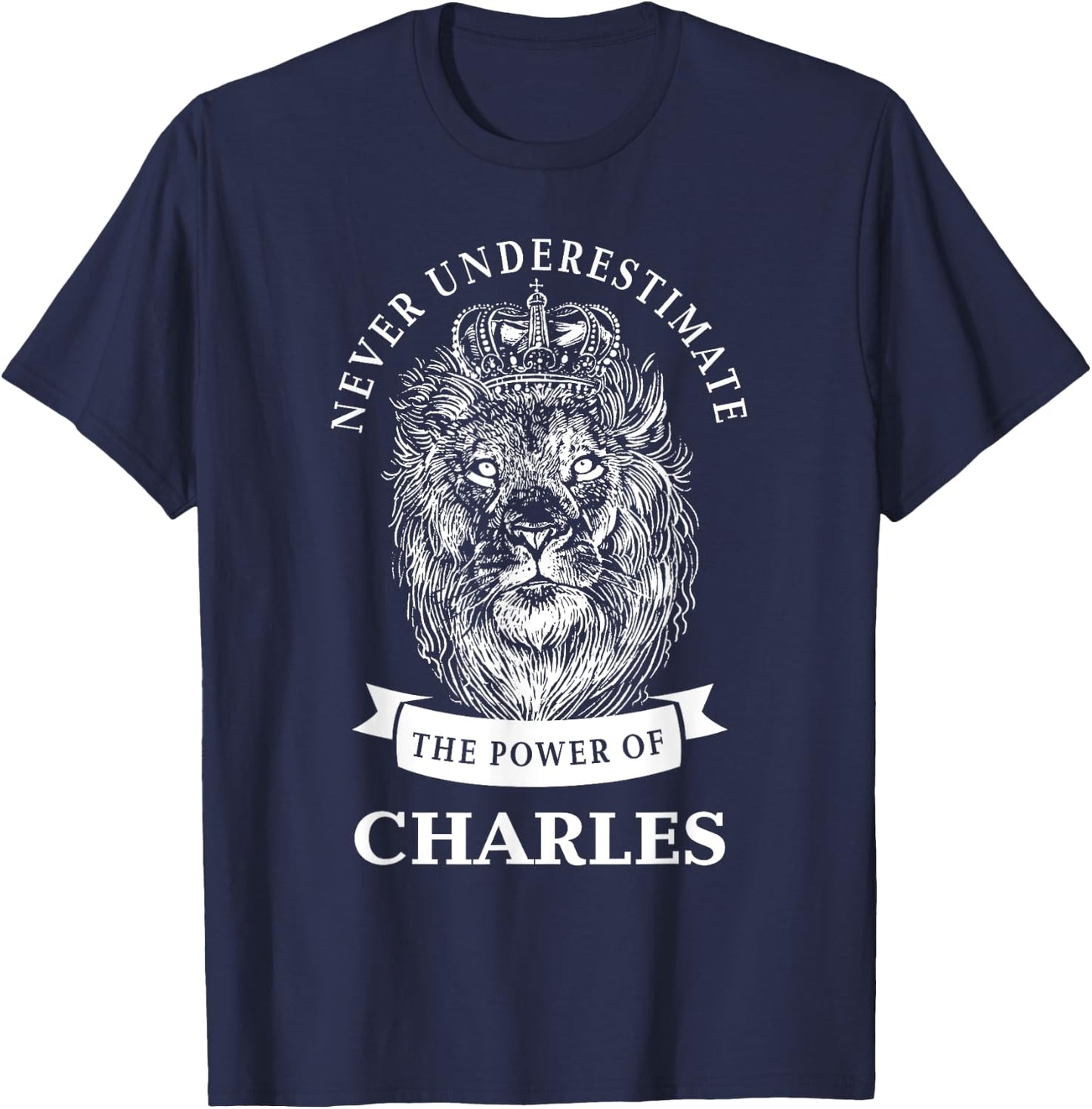 Charles Gift Name Lion T-Shirt - T-Shirt | Navy