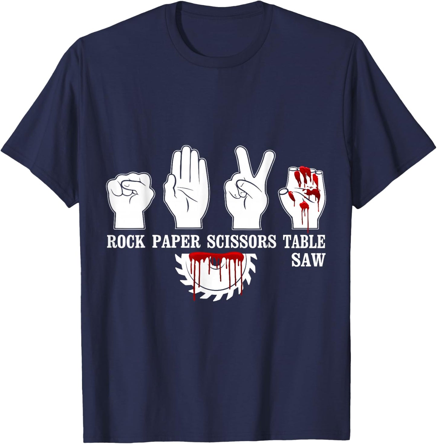 Rock Paper Scissor Table Saw Funny Carpentry Woodworking T-Shirt - T-Shirt | Navy
