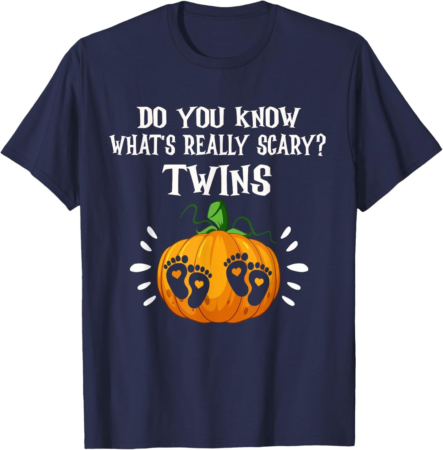 Pregnant Halloween Twins Costumes for Pregnant Women Twins T-Shirt - T-Shirt | Navy