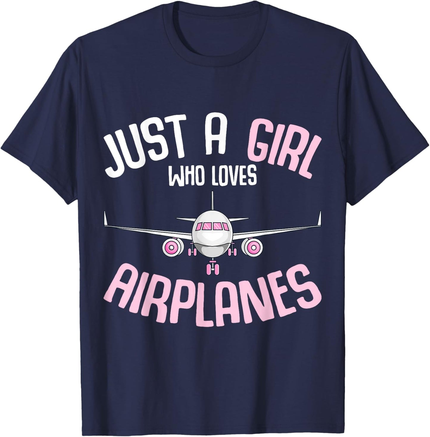 Just a Girl who Loves Airplanes Plane Pilot Girls Kids T-Shirt - T-Shirt | Navy
