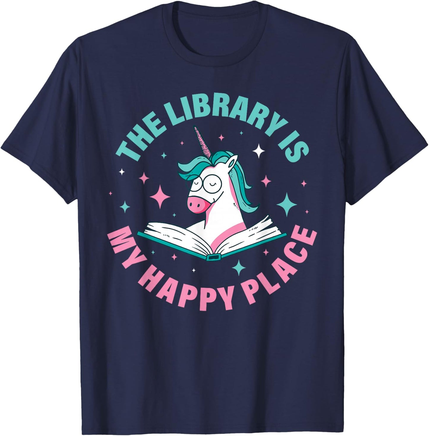 The Library Is My Happy Place T-Shirt - T-Shirt | Navy