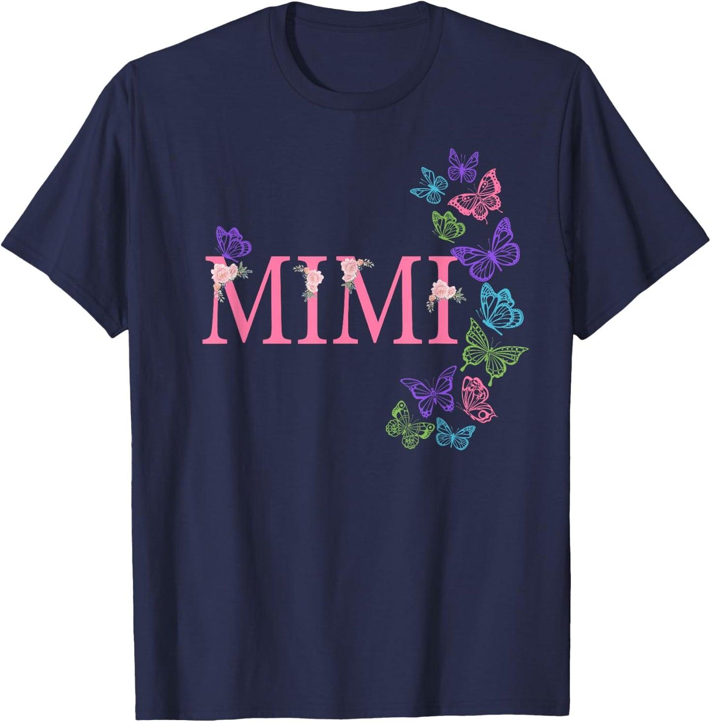 Mimi of The Birthday for Girl Butterfly Family 1st Birthday T-Shirt - T-Shirt | Navy