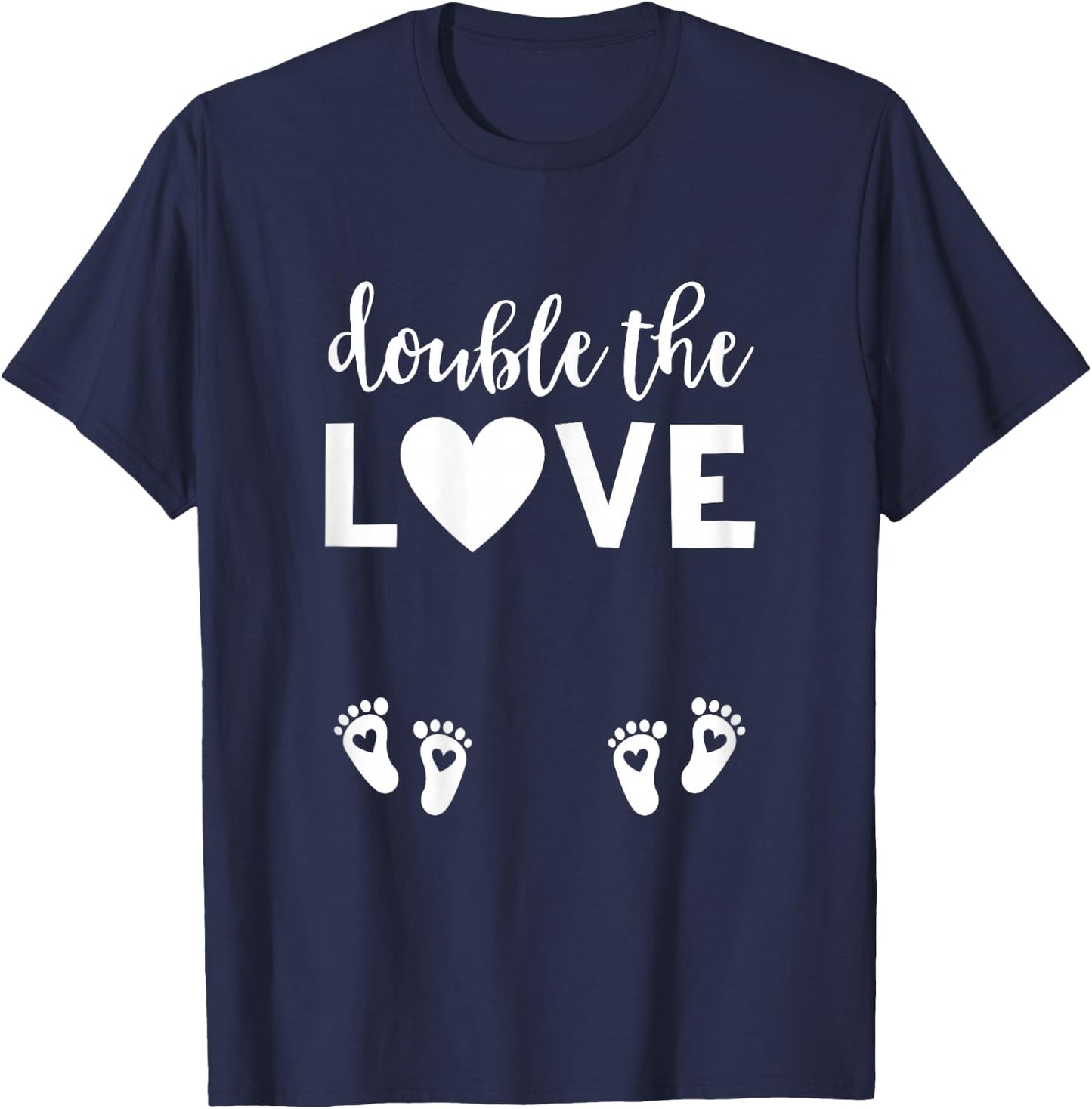 Valentines Day Twin Pregnancy Announcement Shirt Valentine T-Shirt - T-Shirt | Navy