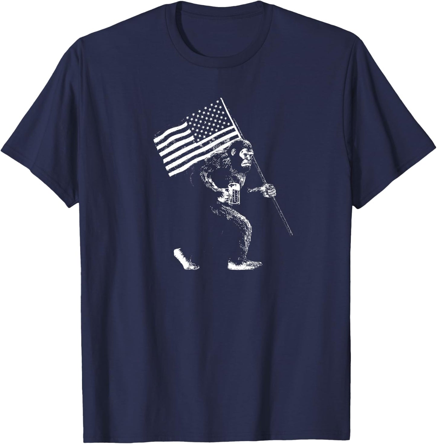 America 250: Sasquatch American Flag T-Shirt - T-Shirt | Navy