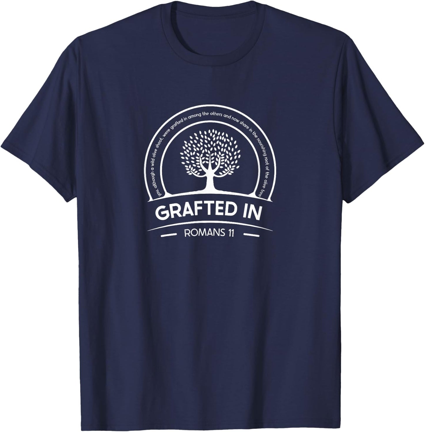 Grafted In Child of God Romans 11 Olive Tree T-Shirt - T-Shirt | Navy