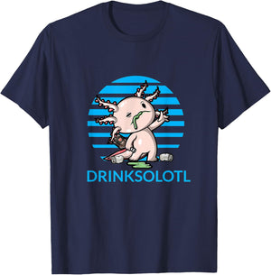 Drinksolotl Cute Axolotl Drunk Funny Drinking Alcohol Adult T-Shirt - T-Shirt | Navy
