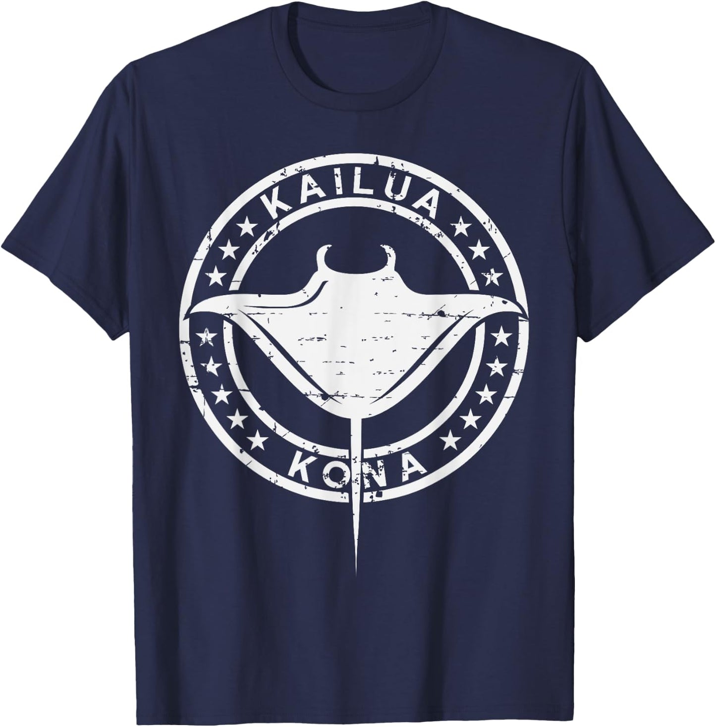 Vintage Hawaii Vacation Shirt Tribal Kailua Stingray T-Shirt - T-Shirt | Navy