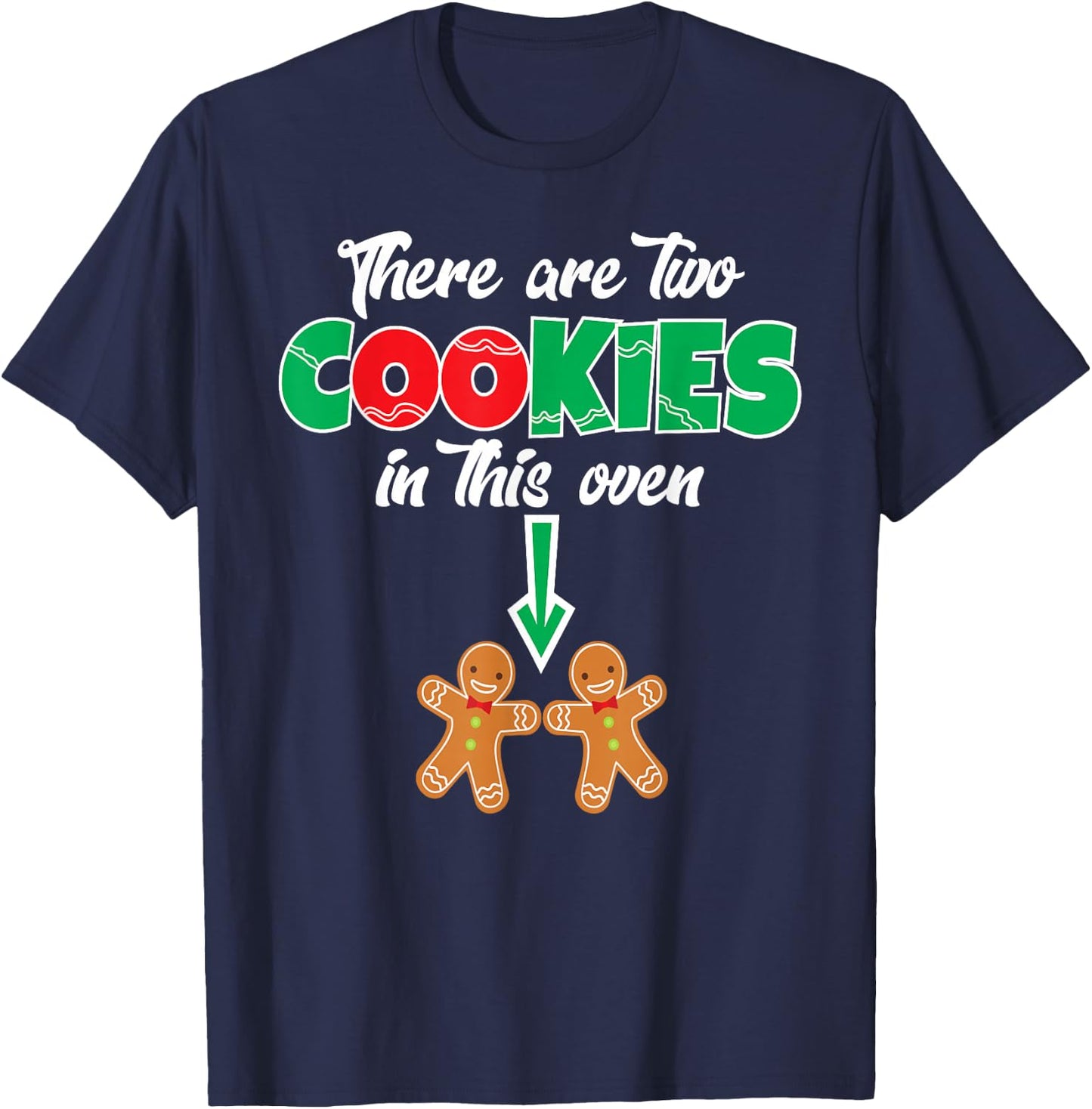 Christmas Twins Expecting Mom Pregnant Wife T-Shirt - T-Shirt | Navy