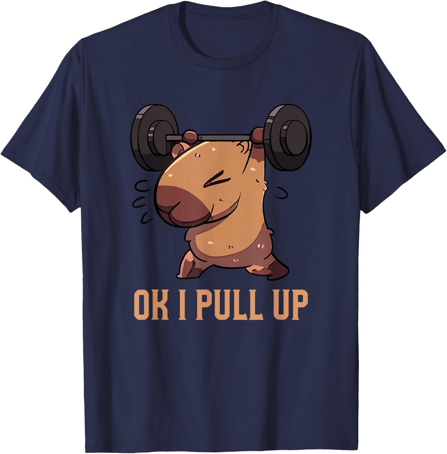 Retro Ok I Pull Up Gym Capybara Funny T-Shirt - T-Shirt | Navy