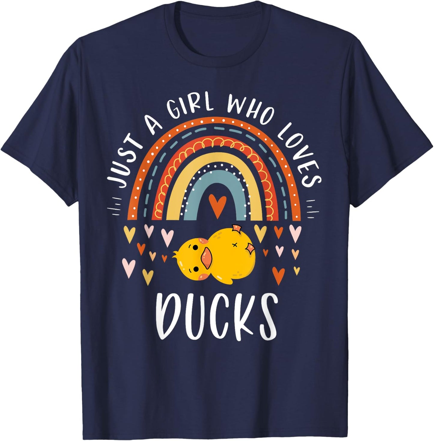 Just A Girl Who Loves Ducks Rainbow Gifts For Duck Lover T-Shirt - T-Shirt | Navy
