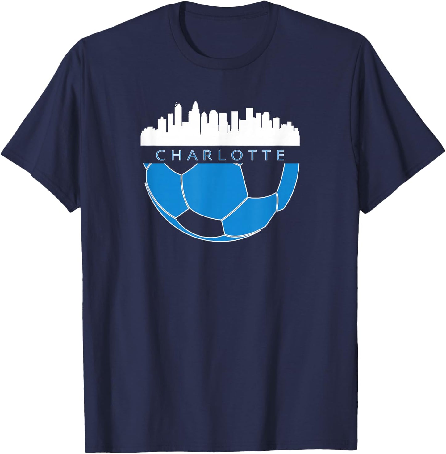 CLT Airport Code 704 Charlotte NC Skyline Art Footballer Fan T-Shirt - T-Shirt | Navy