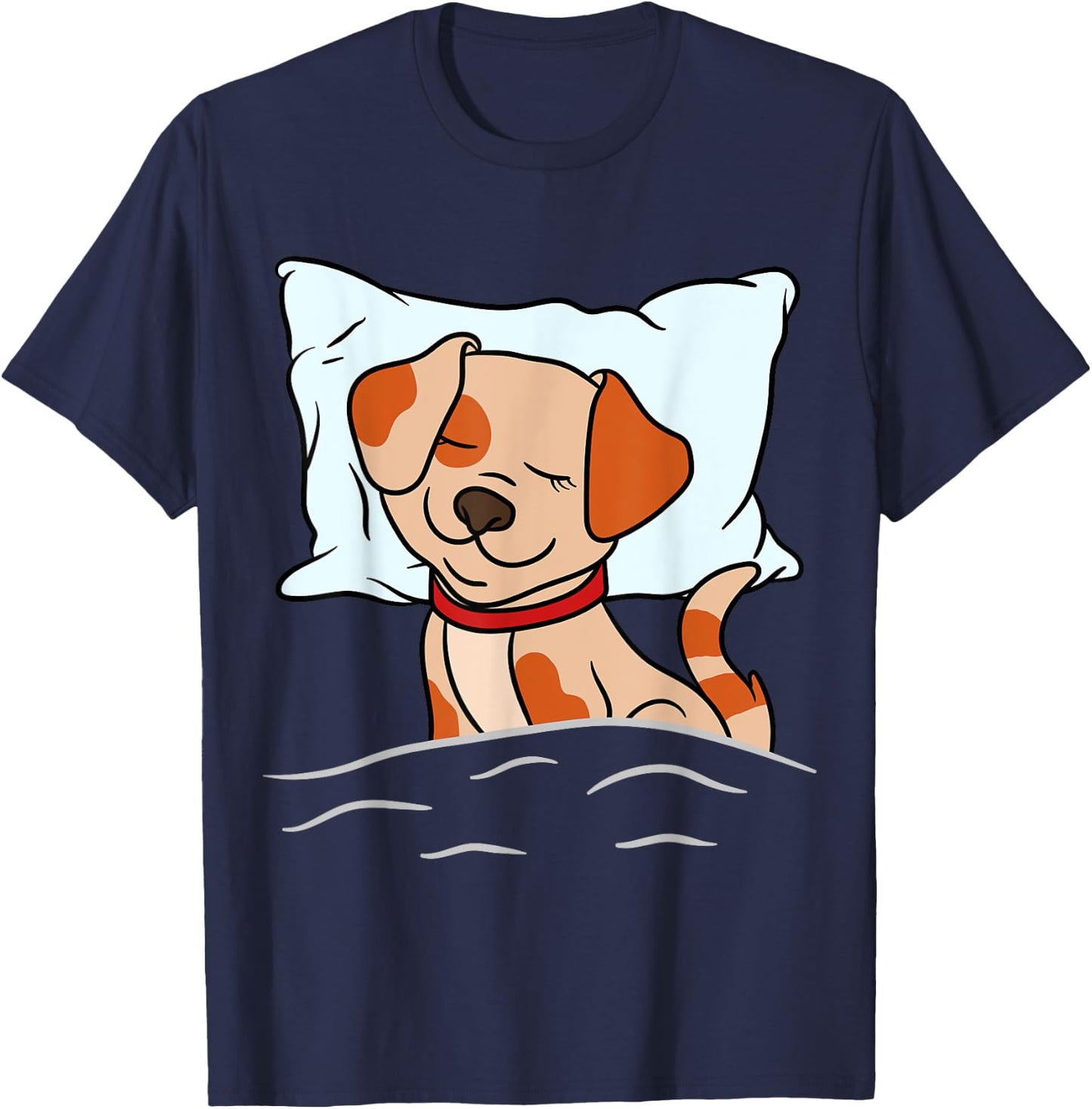 Sleeping Animals Pajama Nightgown Cute Sleeping Dog Women Girls Kids T-Shirt - T-Shirt | Navy