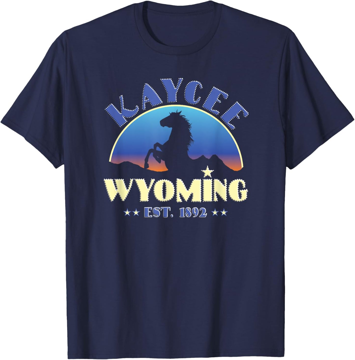 Kaycee Wyoming WY Wild Horse T-Shirt - T-Shirt | Navy
