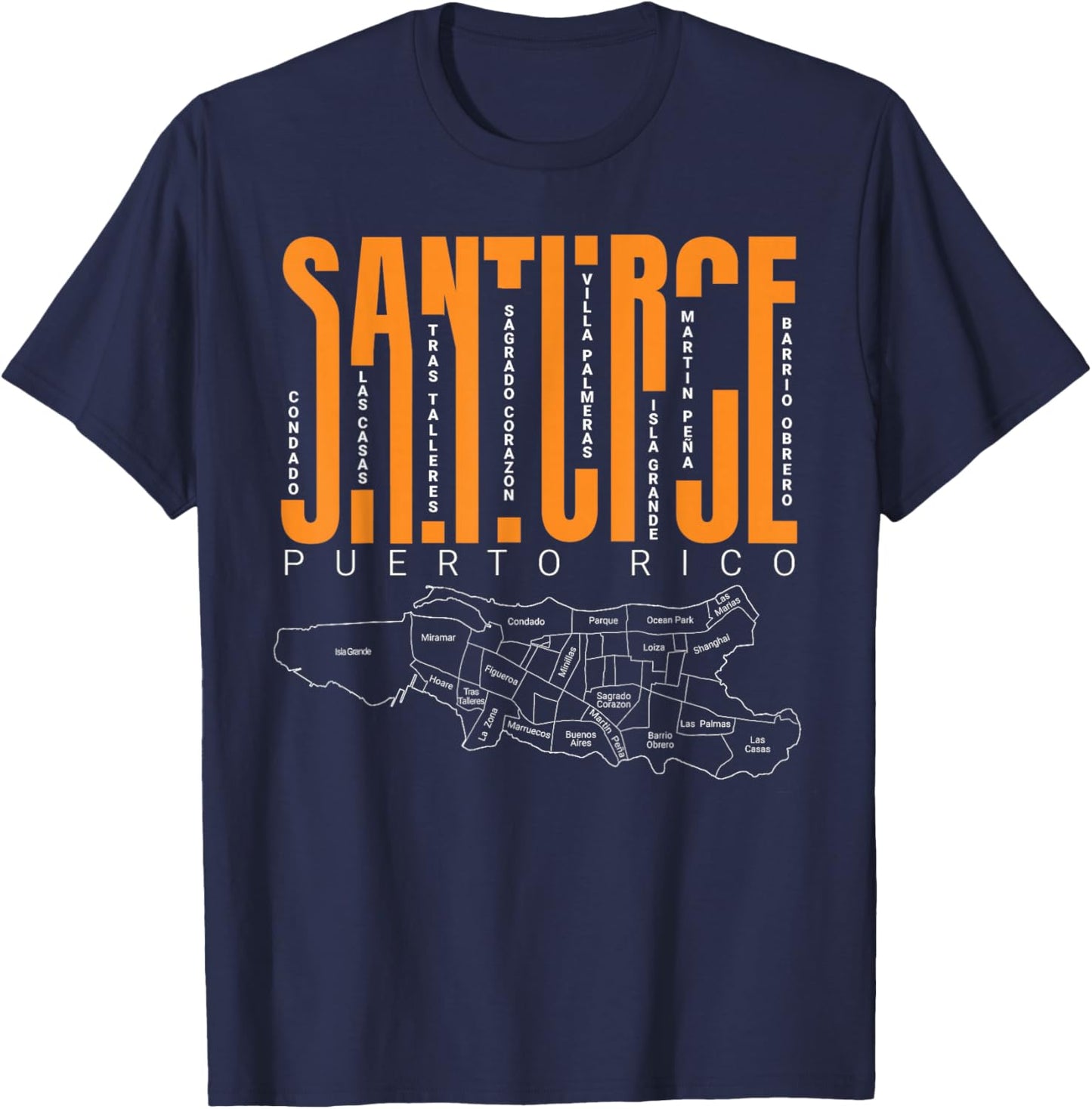 Santurce and its Barrios Puerto Rico T-Shirt - T-Shirt | Navy