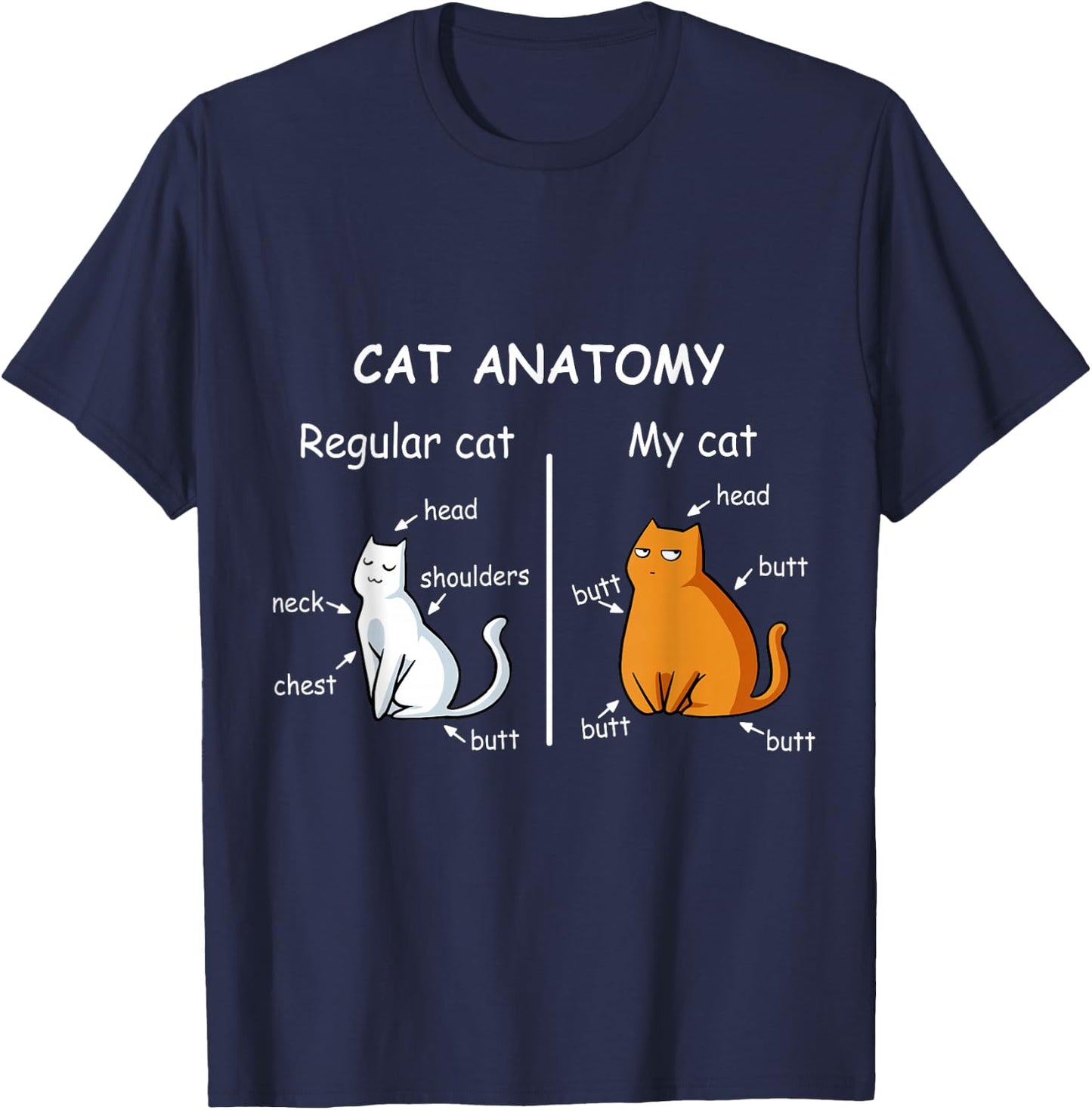 Cat Anatomy Kittlen Lover Funny Science Teacher T-Shirt - T-Shirt | Navy