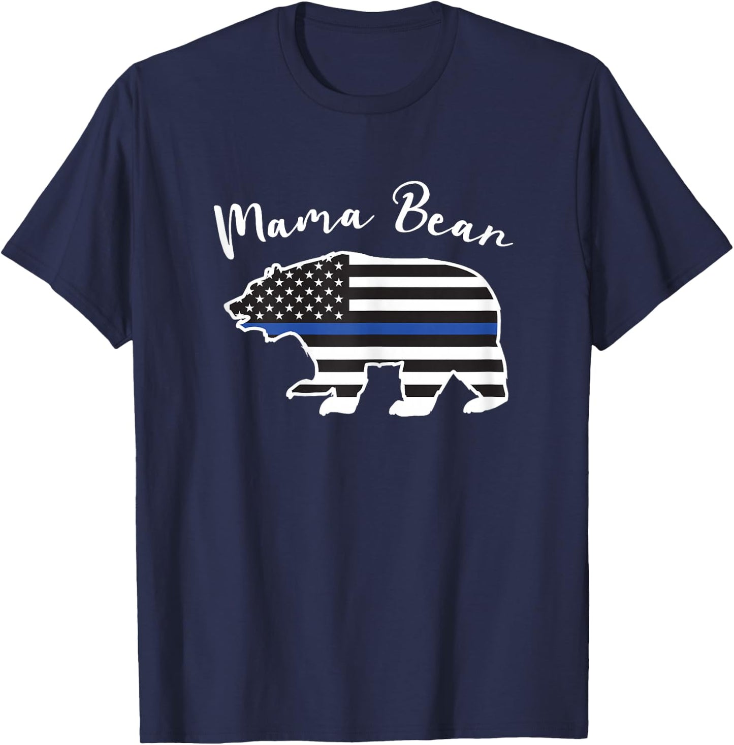 MAMA BEAR | Police Flag Police Mom Gift T-Shirt - T-Shirt | Navy