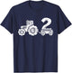 Kids 2 On Tractor Cute Truck Farm Second Birthday Party Boys Gift T-Shirt - T-Shirt | Navy