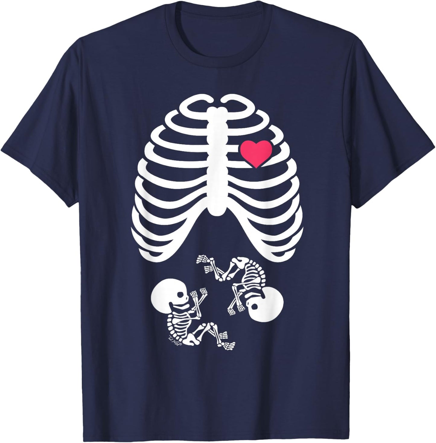 Halloween Pregnancy Tops Expecting Twins Babies Design T-Shirt - T-Shirt | Navy