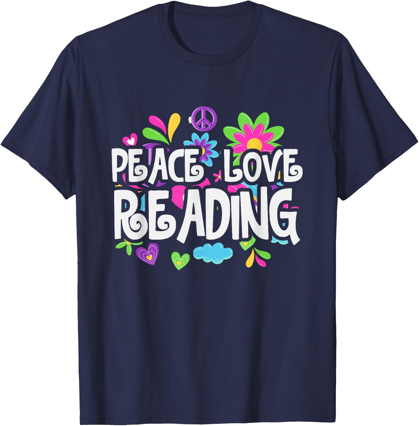 Peace Love Reading T-Shirt - T-Shirt | Navy